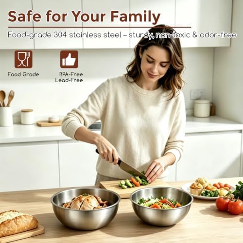 Gronivex Stainless Steel Mixing Bowls Set, 2-Piece (4.2 & 5.3 Qt)