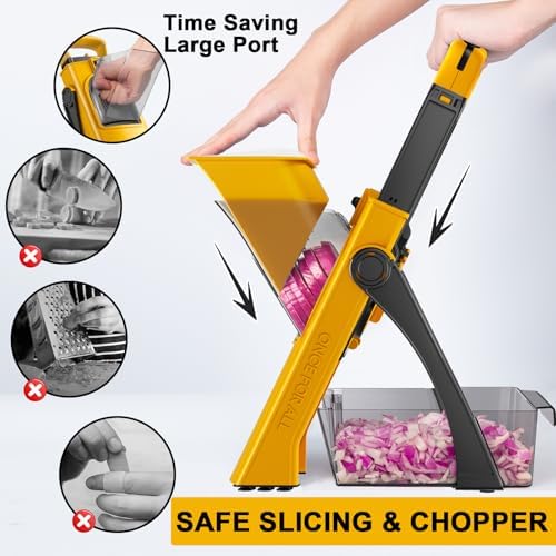 All in 1 Upgraded Version Safe Mandoline Slicer for Kitchen, Veggie Slicer