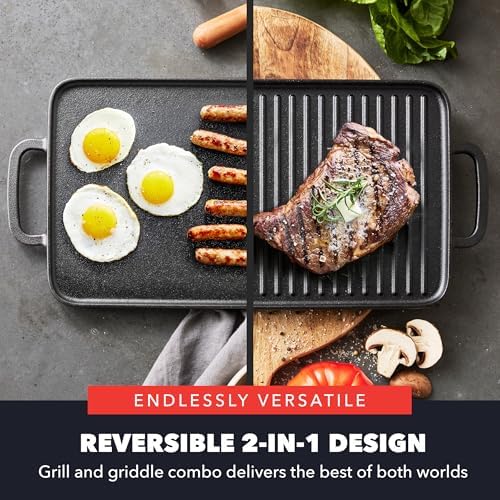 GreenPan x Bobby Flay 16.5 x 9.5 Cast Iron Reversible Double Burner Griddle
