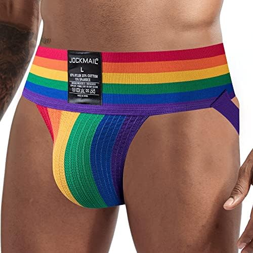 JOCKMAIL Mens Briefs Jockstrap Athletic Supporter Men Jockstrap Rainbow Men Sport Underwear Jockstrap for Gym Sport