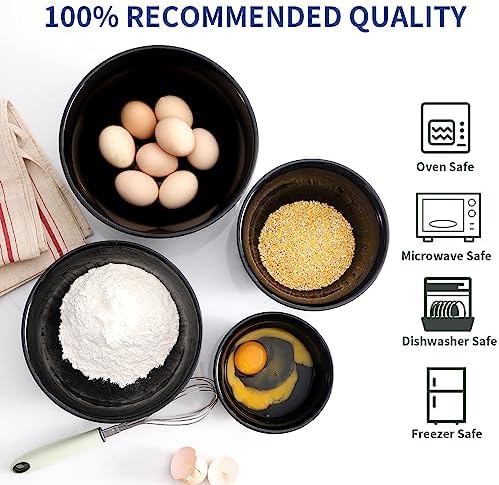 HASENSE Mixing Bowls for Cooking, Baking, Ceramic Serving Dishes Set of 4 for Salad, Fruits, Popcorn, Versatile Nesting Bowls for Housewarming Gift, 2.1/1.5/1.0/0.5 Qt, Dishwasher & Microwave Safe
