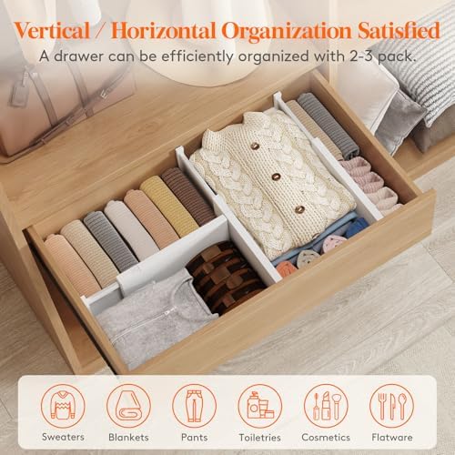 Lifewit 6" Tall Upgrade Drawer Dividers, Adjustable Deep Drawer Organizer