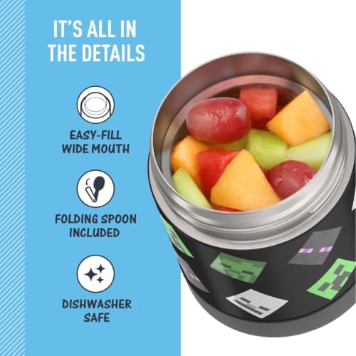 THERMOS FUNTAINER Kids Food Jar with Spoon, 10oz, Minecraft