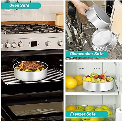 TeamFar 9 Inch Cake Pan, 9½” x 3” Stainless Steel Round Baking Pan Set of 2