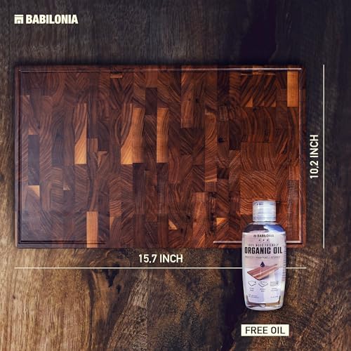 American Walnut Wood Cutting Board, End Grain Butcher Block for Kitchen