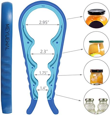 5-in-1 Multi-Functional Bottle, Jar, and Can Opener with Silicone Handle for Children, Elderly, and Arthritis Sufferers (Blue)