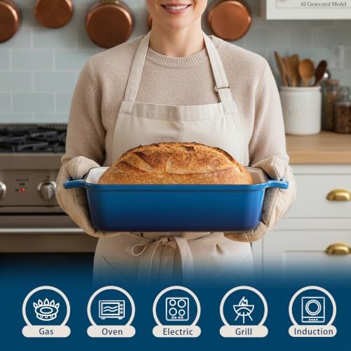 11x5 Inch Cast Iron Loaf Pan with Lid, Sourdough Bread Baking