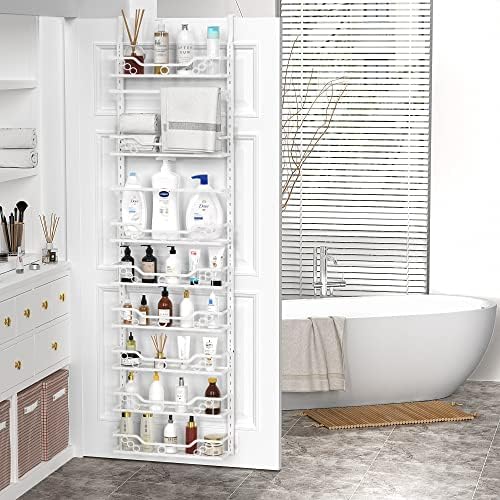 Moforoco 8-Tier Over the Door Pantry Organizers and Storage, Black Hanging Kitchen Basket Organization, Wall mount Spice Rack Behind Cabinet Door Seasoning Shelves, Bathroom Home Bedroom Organizer