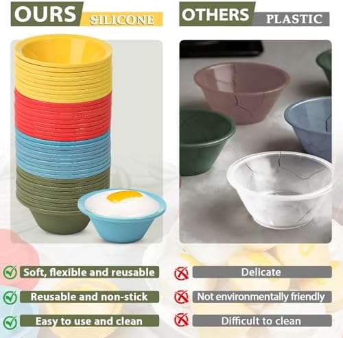 Webake 36 Pcs Platinum Silicone Puto Molder Filipino Small-Size, 2.2" Reusable Kutsinta Molder for Steamer, Plastic Replacement Baking Cup, BPA-Free and Non-Stick, Great for Bite-Size Muffin, Tart