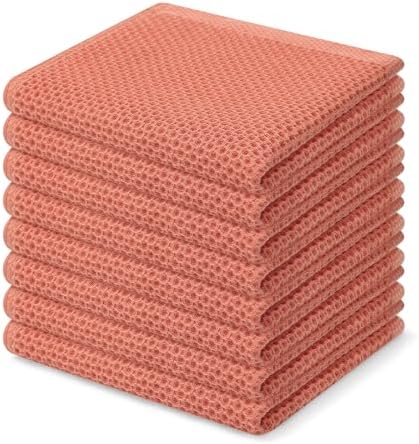 Homaxy 100% Cotton Waffle Weave Kitchen Dish Cloths 8-Pack, Coral