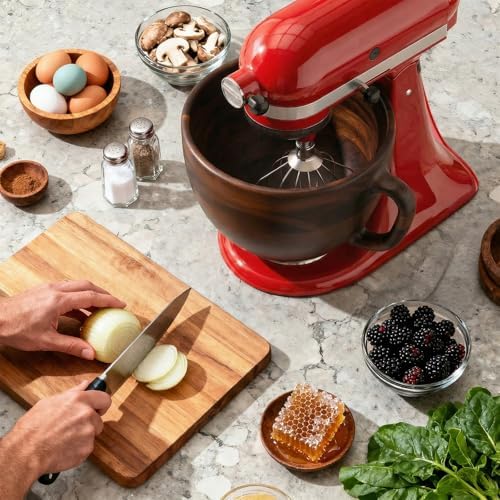 COFUN Premium Wood Mixing Bowl for KitchenAid 4.5-5 Qt Stand Mixers