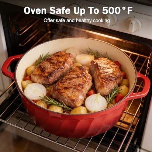 Enameled Cast Iron Dutch Oven Pot with Lid, 6 QT Large Dutch Oven
