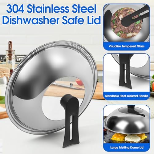 Souped Up Recipes 13.4 Inch Carbon Steel Wok For Electric, Induction and Gas Stoves (Lid, Spatula and User Guide Video Included)