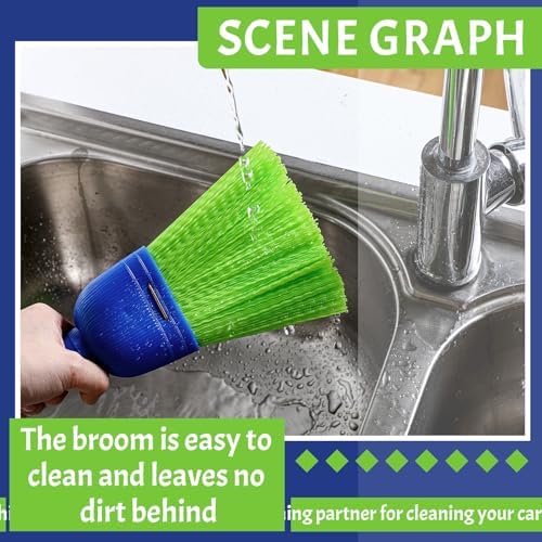 Domensi 4 Pcs Whisk Broom Poly Fiber Hand Brush with Hang Hole Car Cleaning