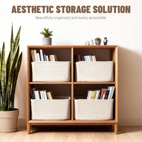 5 Pack Woven Storage Baskets, Decorative Storage Bins for Organizing