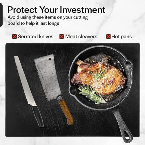 Thirteen Chefs Extra Large 24 x 18 Black Cutting Board - 1/2" Thick HDPE Plastic for Restaurants and Professional Kitchens