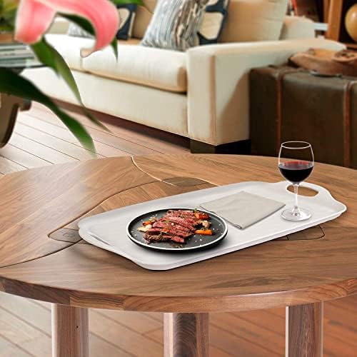 TP Melamine Serving Trays with Handles, 17” x 12”, Set of 2, Pure White