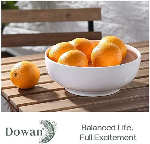 DOWAN Serving Bowls, 90 OZ(9.5") Large Salad Bowls for Entertaining, Side Dishes, Pho, Pasta, Centerpiece Bowls for Dinner Parties, Kitchen Decor, Microwave & Dishwasher Safe, White