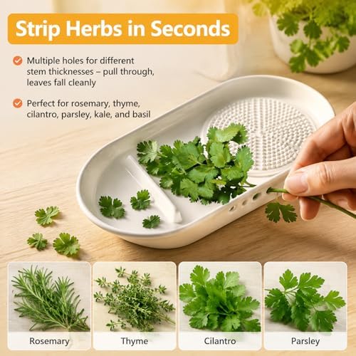 Ceramic Garlic Grater Plate with Egg Cracker, Herb Stripper, Spoon Rest