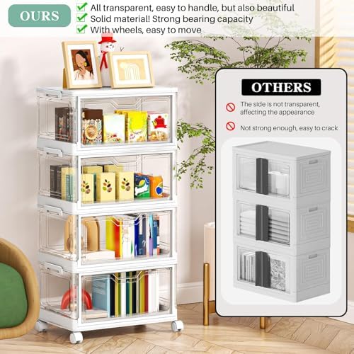 Kmiectse Clear Storage Bins with Lids - 4 Tier 23qt Plastic Stackable Bins