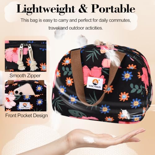 CaCTOUR Lunch Box for Women Girls Teens,Cute Lunch Box Cooler Bag, Portable Insulated Small Lunch Bag Women Reusable Corduroy Lunch Tote for Work/Travel/Picnic/School (Flower)