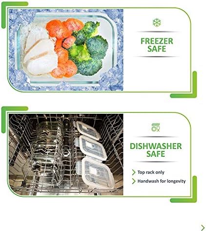 PrepNaturals 10 Pack 30 Oz Glass Meal Prep Containers - Dishwasher Microwave Freezer Oven Safe - Glass Storage Containers with Lids (Multi-Compartment)