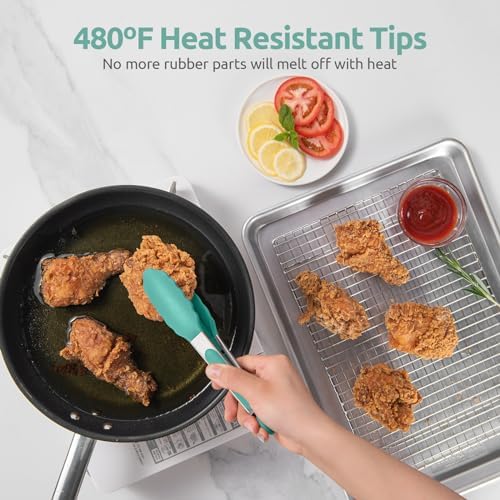 U-Taste Kitchen Tong for Cooking, 480ºF Heat-Resistant Tps, 7in/Aqua Sky