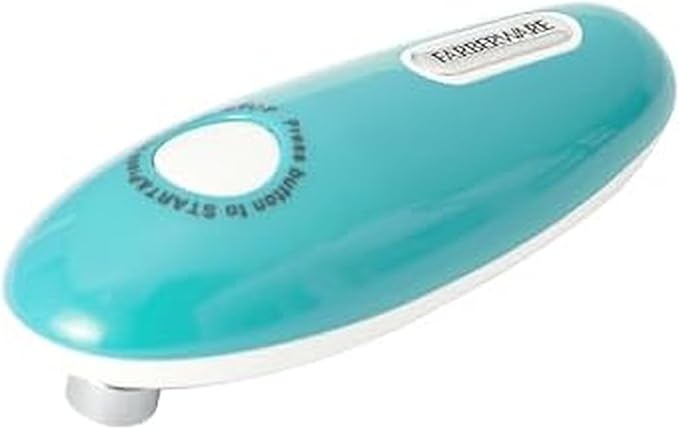 Farberware Compact Battery Operated Hands-Free Automatic Can Opener for any Size Can with Magnet to Safely Remove Lid, Seamless Opening Decreases Sharp Edges for Easily and Safely Opening Cans, Aqua