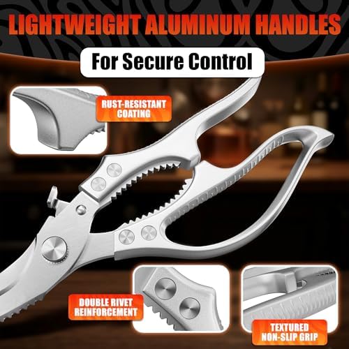 Stainless Steel Poultry Shears, Hardened Blades, Safety Lock