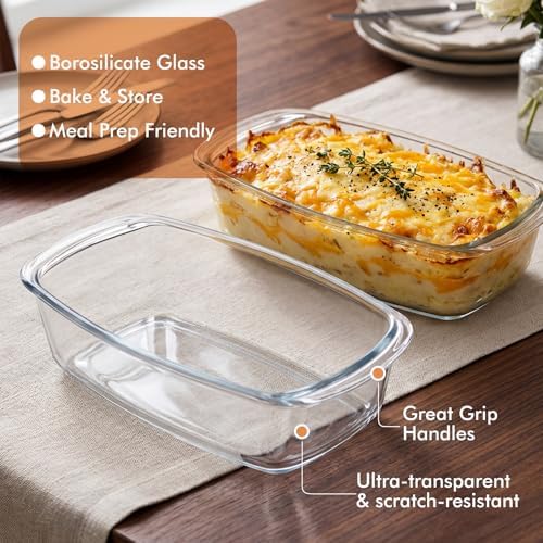 HOTEC 2-Pack Large 7.6 Cups/1800 ML/1.9 Qt Glass Loaf Pan