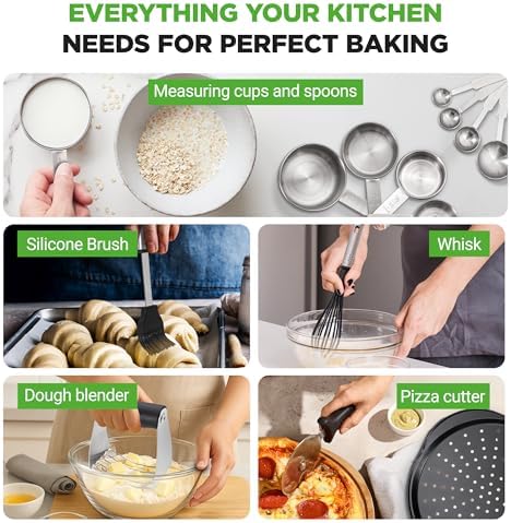 NutriChef 42-Piece Nonstick Bakeware Set | Carbon Steel Baking Pans Set with Oven Mitts, Muffin Trays, Cookie Sheets, Loaf Pan, & Accessories for Cakes, Pizza & Bread.