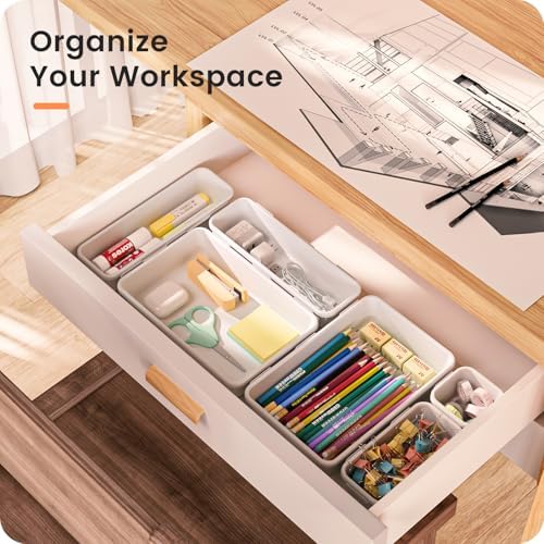 A-LuGei 【Military Grade】 Drawer Organizer for Vanity Bathroom Makeup Desk