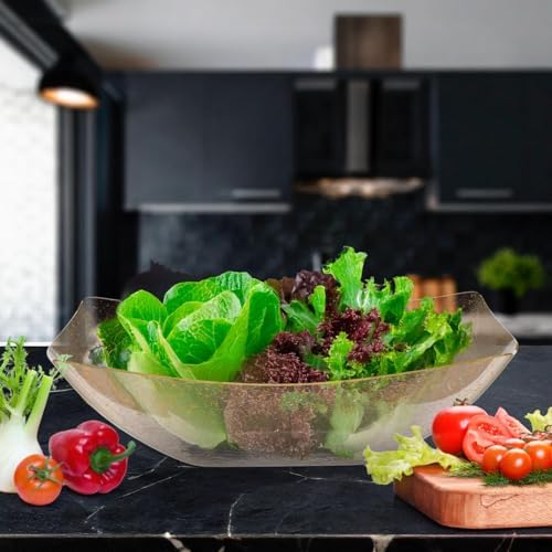 R-kay 6 Pack Plastic Serving Bowls - 64 OZ Gold Glitter Bowls - Salad Bowls Large Serving - Premium Heavy Duty For Weddings Catering And Birthday parties