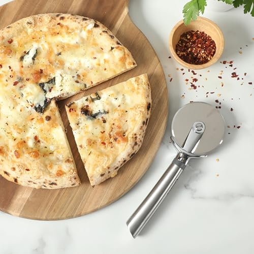 Oster Chadswyck 8.7” Pizza Cutter, Stainless Steel Pizza Wheel, Sharp Rolling Blade, Ergonomic Handle, Dishwasher Safe
