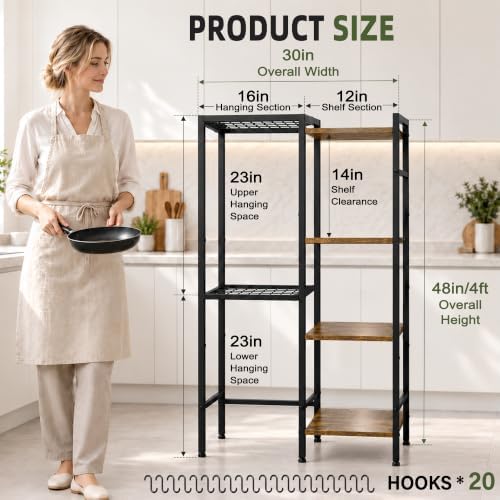 Pot and Pan Organizer Rack, Multi-Tier Bakers Rack, Kitchen Storage Shelf