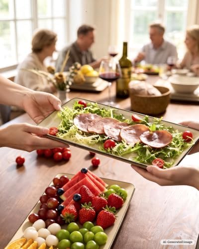 Famiware Serving Platters Set of 3 Sizes - Rectangular, Light Khaki