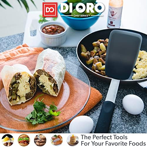 DI ORO Chef Series Silicone Turner Spatula Set - 600F Heat Resistant, 3-Pc
