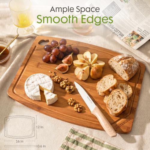 Astercook Large Bamboo Cutting Board for Kitchen