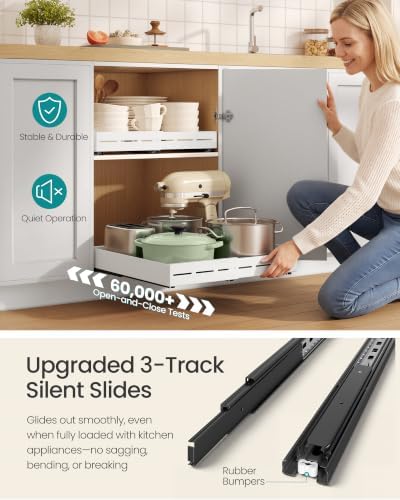 SONGMICS Pull Out Cabinet Organizer, Expandable Carbon Steel Drawers