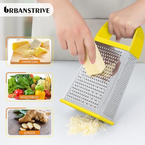 Cheese Grater With Container Box Grater Stainless Steel Kitchen Yellow
