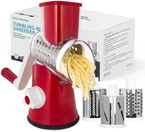 X Home Rotary Cheese Grater for Kitchen, Red