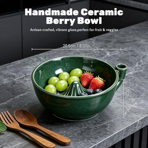 Ceramic Berry Washing Bowl with Auto-Spin Swirl Drainage