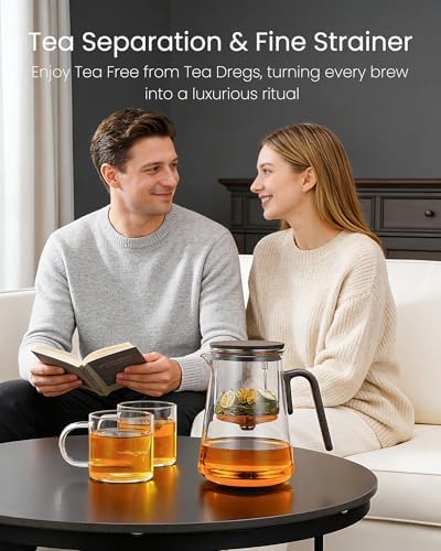 ZENS Magnetic Teapot with Infuser and 2 Cups, 34oz Magic Loose Tea Maker
