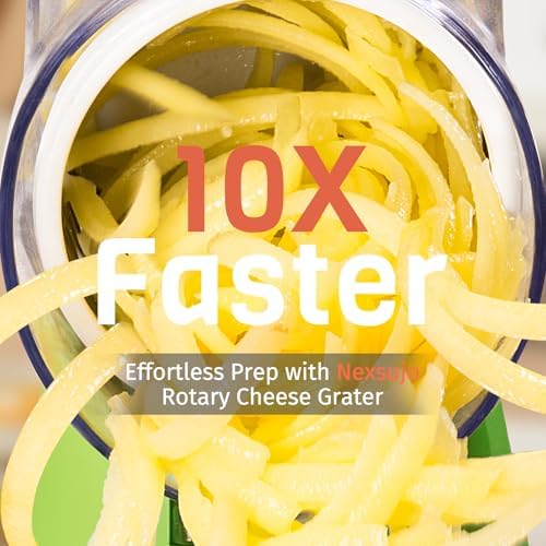 Rotary Cheese Grater Hand Crank, 3 Blades Slicer Shredder, Cheese Grater for Kitchen, Multi-Functional Kitchen Tool for Vegetables, Nuts, Chocolate, with Strong Suction Base, Green