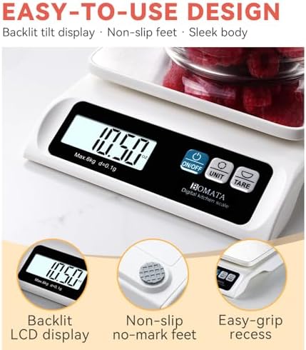 BOMATA 0.1g High Precision Digital Kitchen Food Scale, 13lb Gram Scale