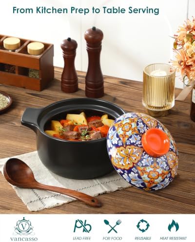 vancasso 3QT Ceramic Stock Pot with Lid, Nonstick Casserole Pot for Cooking