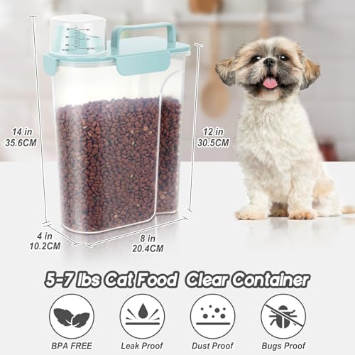 LEAWALK 5Lbs Airtight Cat Dog Food Storage Container with Upgraded Large Nozzle BPA-Free, Pet Food Storage Containers for Rice, Grain, Pet Food, Flour, Dog Treat Storage 3pack