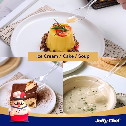 JOLLY CHEF Plastic Teaspoons 300 Count 6.54 Inch Clear Disposable Spoons