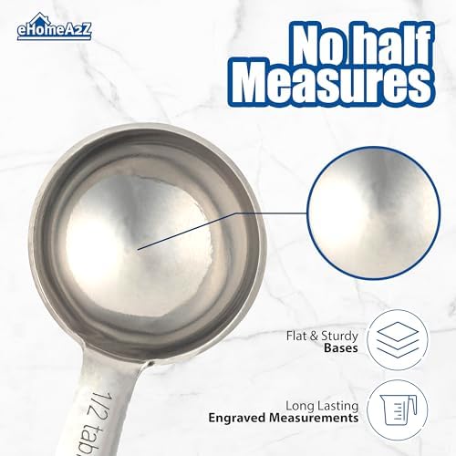 5-Piece Stainless Steel Measuring Spoon Set for Cooking and Baking, Heavy Duty, Fits in Spice Jars, Accurate for Dry and Liquid Ingredients