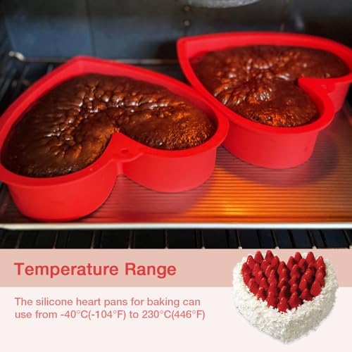 Alimat PluS 8 Inch Heart Shaped Cake Pans Set of 2 with Hanging Hole(Red)